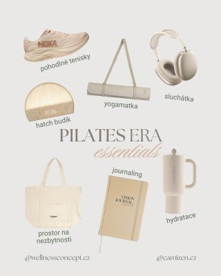 Pilates era je teď všude – a my nejsme proti🧘‍♀️ Tenisky, sluchátka, podložka, taška… a jasně, i kafe (matcha) do ruky 😁...