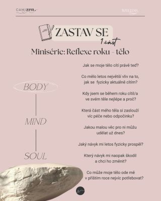 🧘 ZASTAV SE – 1. část: TĚLO Journalingové otázky nám pomáhají lépe se poznat, zastavit se, uvědomovat si, co se v nás...